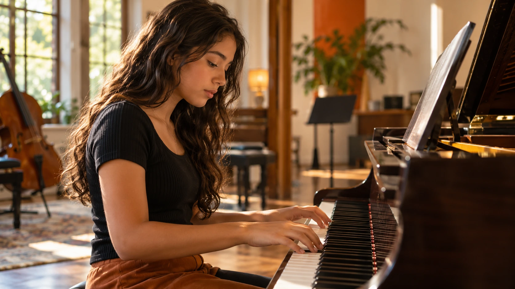 Jovem tocando piano